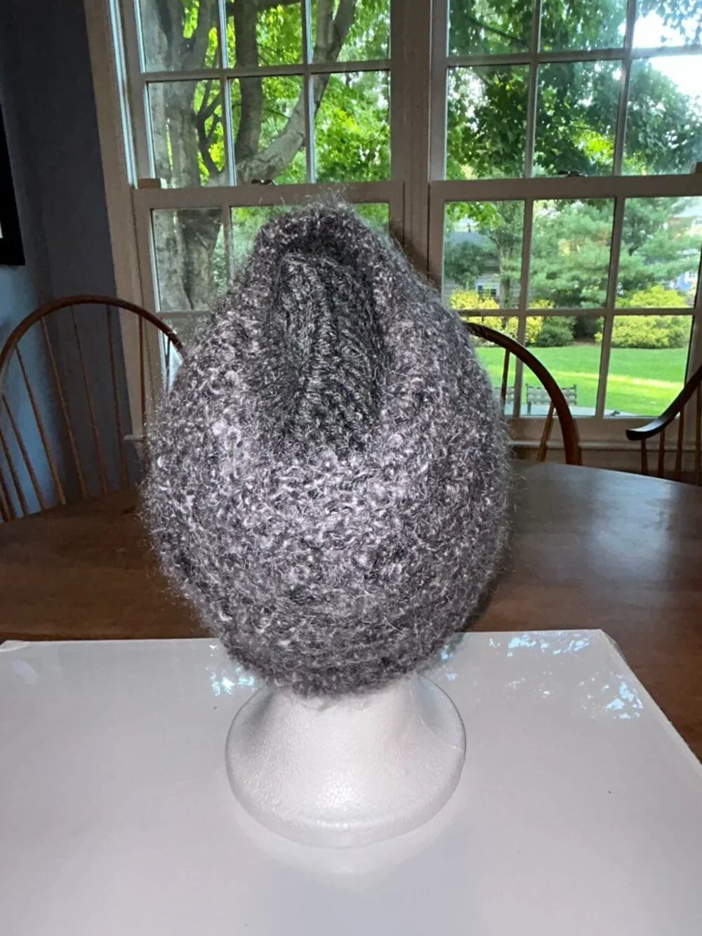 Danish Designer Mohair Knit Hat, Grey